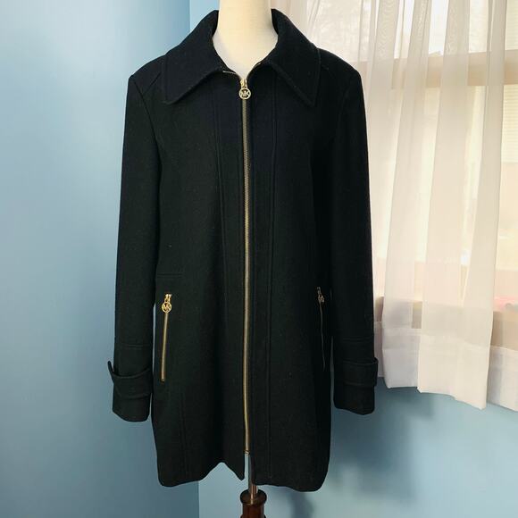Michael Kors Black Wool Blend Coat Size 14 - Picture 2 of 8